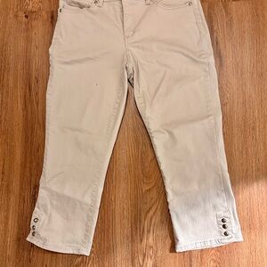 Nine West Khaki Cropped Jeans with embroidered detailed back pockets